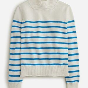 J Crew Heritage Rollneck Sweater, Cotton, Blue Stripe, Size S